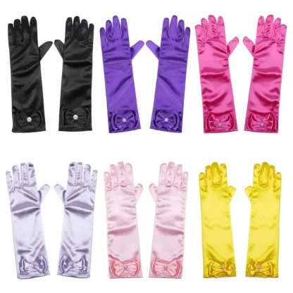 Ropa para niños, vestido de novia para niños, guantes largos para niños, manoplas con dedos completos, guantes de escenario, accesorios para falda de princesa