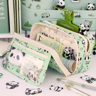 Bolsa de lápices de 9 capas, estuche creativo para bolígrafos de capibara/Panda, estuche de lápices de gran capacidad, organizador de papelería a prueba de suciedad, escuela y oficina