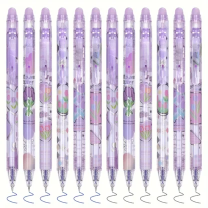 Bolígrafos de Gel borrables de tulipán, bolígrafos de Gel Kawaii con borradores, papelería coreana, regalo para estudiantes y niñas, suministros escolares y de oficina, 6 uds.