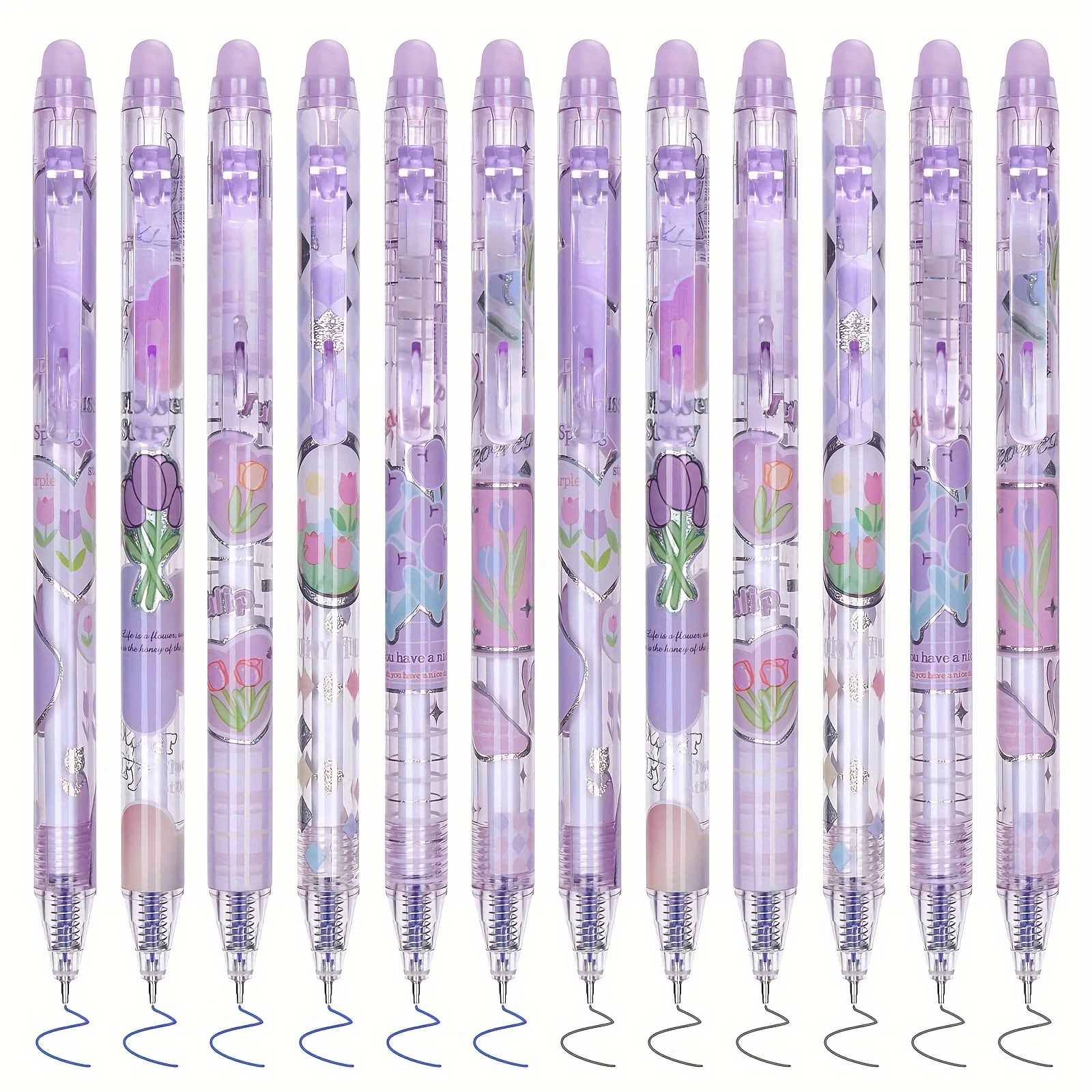 Bolígrafos de Gel borrables de tulipán, bolígrafos de Gel Kawaii con borradores, papelería coreana, regalo para estudiantes y niñas, suministros escolares y de oficina, 6 uds.