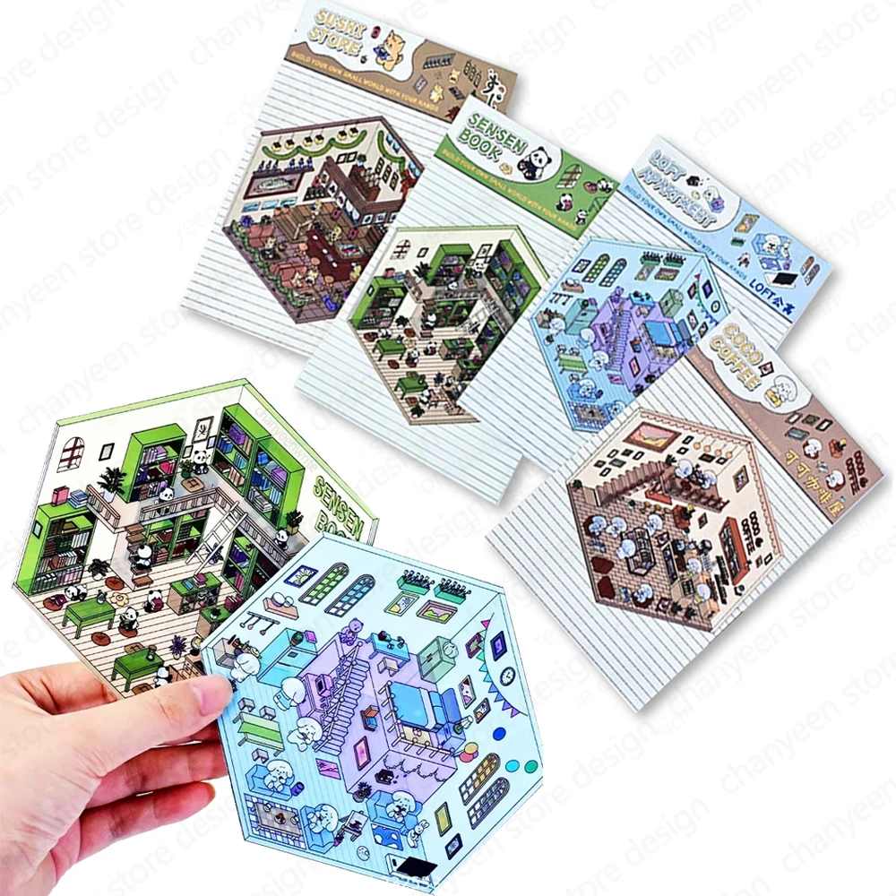 Divertida pegatina 3D de bolsillo de dibujos animados, escena artesanal, escena de cabina DIY, apilamiento y pegado, regalo para chico, estudiante