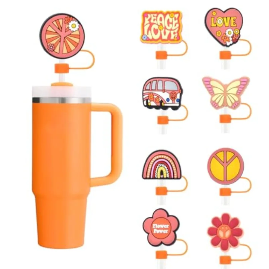 Vaso bonito de paja de 30oz y 40oz, 9 Uds., 10mm, accesorios bonitos reutilizables para taza Stanley, cubierta de paja, adecuado para varios oc