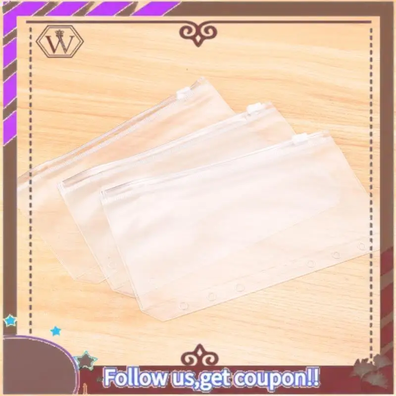 ABBG-34 Uds. Bolsillos para carpetas tamaño A6, 6 agujeros, carpeta con cremallera, carpetas transparentes impermeables de PVC, bolsas de hojas sueltas para carpetas de 6 anillas