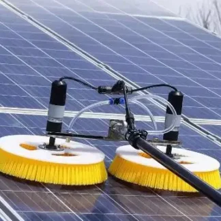 Cepillo de limpieza de paneles solares fotovoltaicos de 12 pies, 18 pies y 24 pies, Kit de limpieza de doble cabezal con poste telescópico alimentado por agua