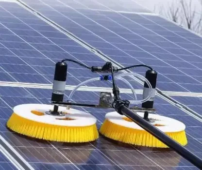 Cepillo de limpieza de paneles solares fotovoltaicos de 12 pies, 18 pies y 24 pies, Kit de limpieza de doble cabezal con poste telescópico alimentado por agua