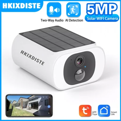 TUYA-cámara inteligente de seguridad Solar de 5MP, WIFI, 2,4G, inalámbrica, alimentada por batería, Audio bidireccional para exteriores, visión nocturna en Color, almacenamiento en la nube