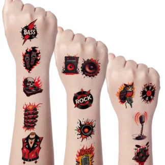 63 Uds tatuaje temporal música Rock dibujos animados calaveras llameantes tatuaje temporal pegatinas para brazos hombros