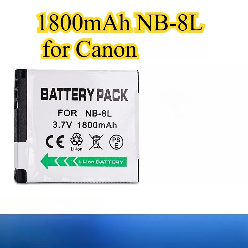Batería de NB-8L de 1800mAh para Canon Powershot A3100 IS A3300 IS PC1589 PC1474 PC1585 PC1475 A1590, reemplazo de alta capacidad