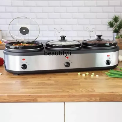 A61 Olla de cocción lenta de cerámica individual con control de temperatura Cocina eléctrica 3 ollas 3 * 2.5L