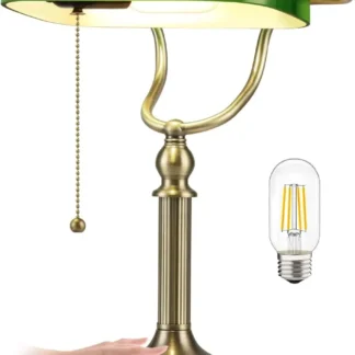 Lámpara de escritorio de banquero de vidrio verde, lámpara de mesa regulable continua, accesorio enchufable para estudio, oficina, bombilla LED incluida