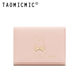 Cartera de cuero PU de oso fresco de estilo coreano para mujer, bolso plateado con Clip para dinero de tamaño corto con Nudo de mariposa triple, a la moda