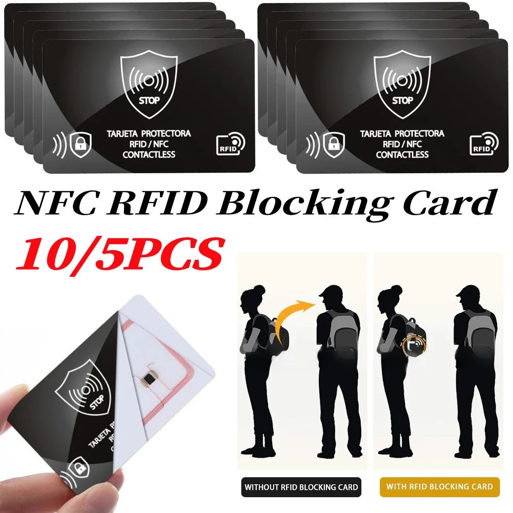 5/10 Uds tarjeta de bloqueo RFID Ultra delgada NFC tarjeta de crédito de débito Protector de pasaporte bloqueador de tarjeta RFID para funda de pasaporte monedero