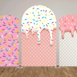 Cubierta de fondo de arco de caramelo dulce para niña, decoraciones para fiesta de cumpleaños con temática de Donut, fondos de Chiara, cubiertas de pared arqueadas, accesorios