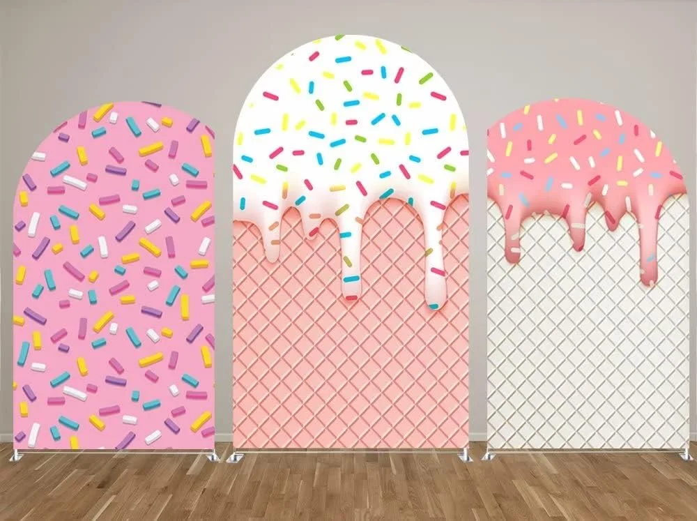 Cubierta de fondo de arco de caramelo dulce para niña, decoraciones para fiesta de cumpleaños con temática de Donut, fondos de Chiara, cubiertas de pared arqueadas, accesorios