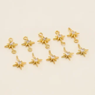 2 uds 14/18K colores oro diamantes de imitación hexagrama estrellas doble anillo colgantes para pulsera collar decoración joyería encontrar