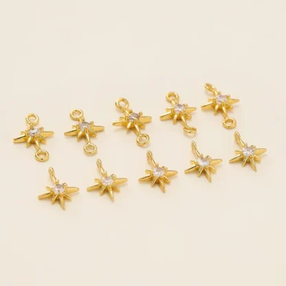 2 uds 14/18K colores oro diamantes de imitación hexagrama estrellas doble anillo colgantes para pulsera collar decoración joyería encontrar