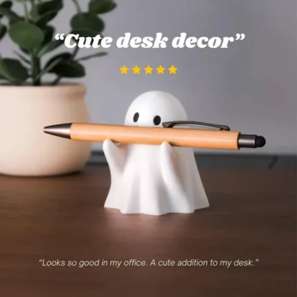 Portalápices fantasma: lindo organizador de escritorio de resina para oficina y hogar, regalo creativo de decoración de Halloween, soporte de papelería divertido (1 unidad)