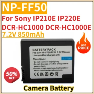 Nueva batería de litio de repuesto para cámara 7,2 V 850mAh NP-FF50 para Sony IP210E IP220E DCR-HC1000 DCR-HC1000E