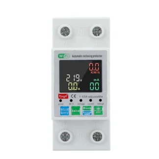 Interruptor WiFi inteligente Tuya de doble corte para el hogar, 63A, 2P, 220V, medición de electricidad, protección contra sobrecarga, relé temporizador