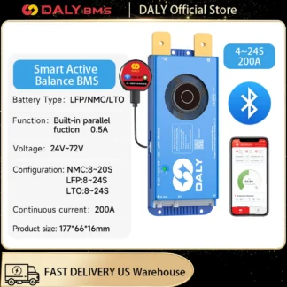 DALY WIFI BMS 200A equilibrio activo 1A 4S 8S-24S integrado en Bluetooth equilibrio de celda placa de protección de batería PCB inteligente