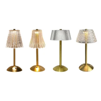 Lámparas de mesa LED de 3 colores, lámpara de mesa de cristal regulable, recargable, romántica, inalámbrica, creativa, acrílica para dormitorio y sala de estar