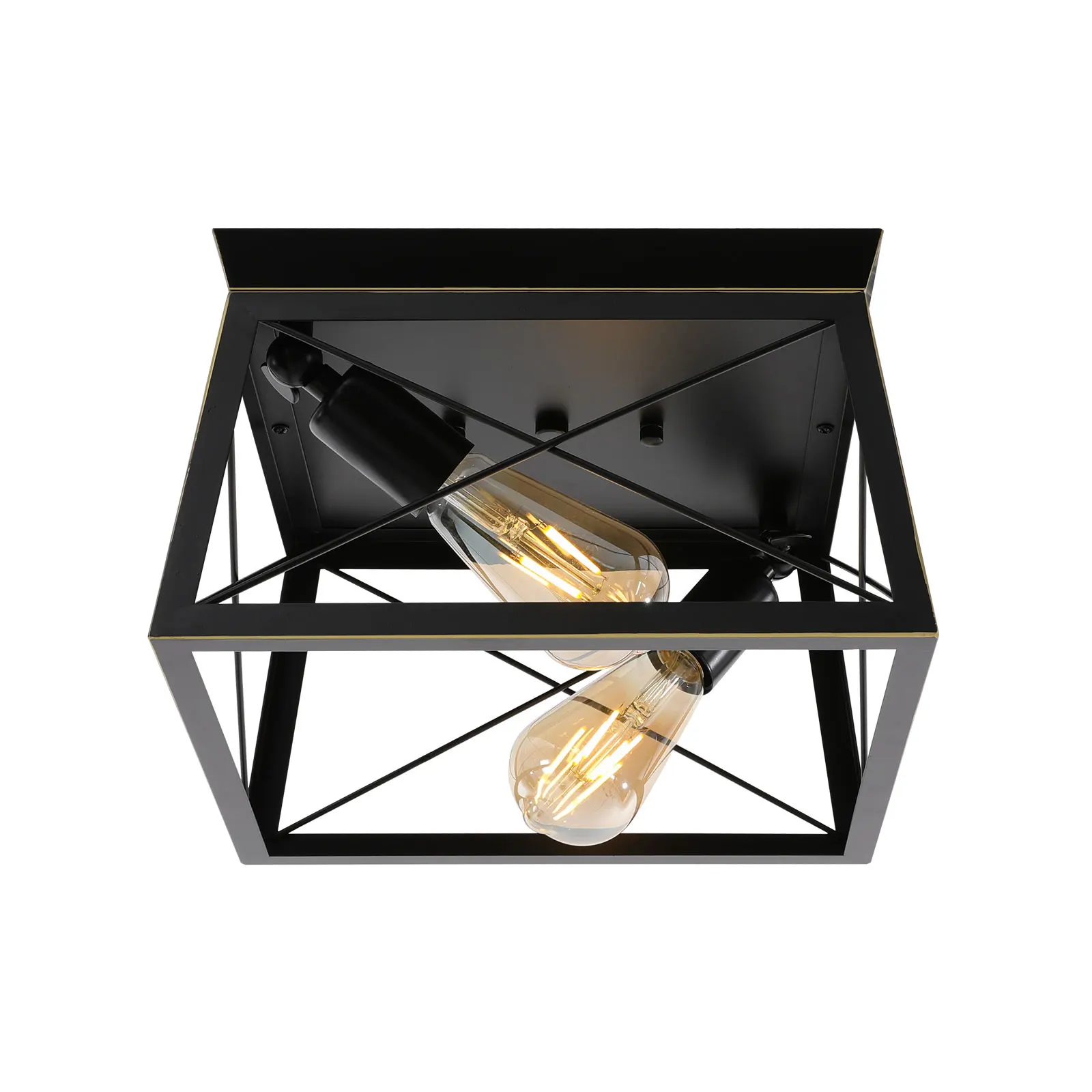 Lámpara de techo con estructura de hierro, soporte de bombilla de 60 W, cobertura de iluminación de 107,64 pies2, regulable, fácil de instalar para el hogar o la oficina