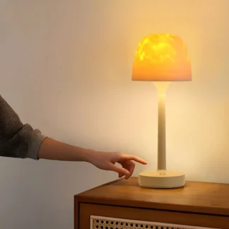 Lámpara de mesa con proyector de ondas de agua, Control remoto y táctil, luz nocturna decorativa inalámbrica, Compatible con ambiente cálido para dormitorio