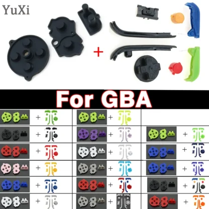1 Juego de botones completos para Gameboy GBA d-pad AB LR, llave de botón para Nintendo Gameboy Advance, Kit de almohadillas de botón de silicona de goma conductora