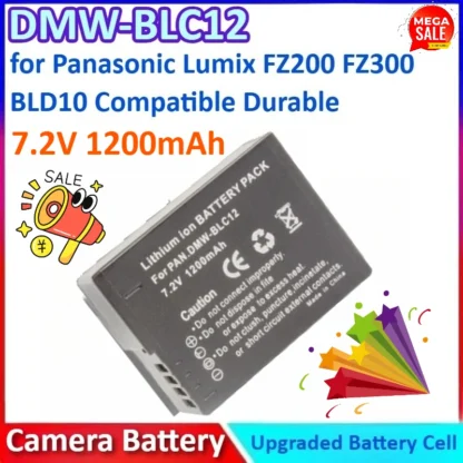 Nueva batería de repuesto de iones de litio de uso General de 7,2 V 1200mAh DMW-BLC12 para Panasonic Lumix FZ200 FZ300 BLD10 Compatible duradera