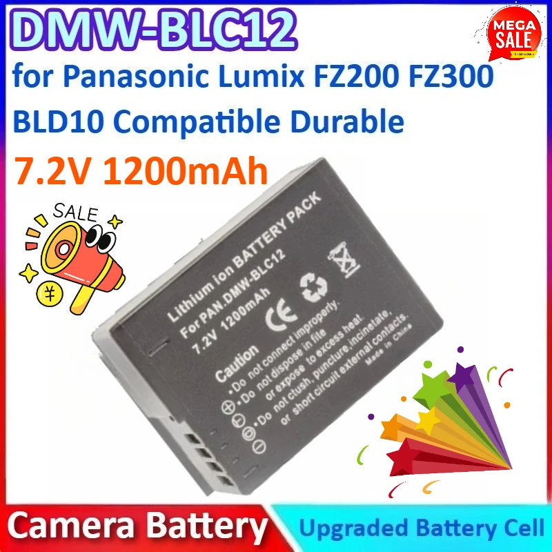 Nueva batería de repuesto de iones de litio de uso General de 7,2 V 1200mAh DMW-BLC12 para Panasonic Lumix FZ200 FZ300 BLD10 Compatible duradera