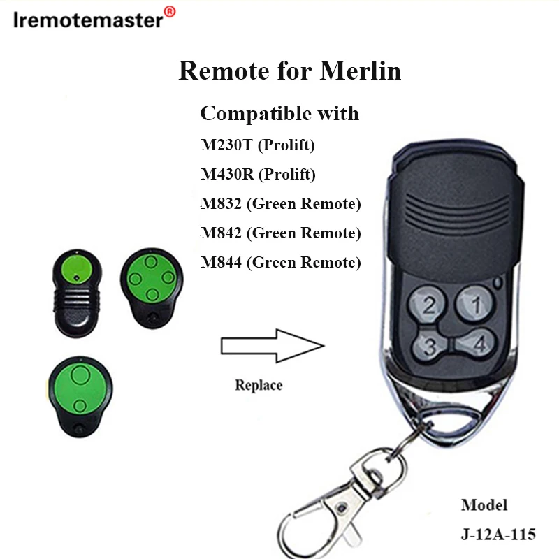 2025 nuevo para Merlin M832 M842 M844 Control remoto para puerta de garaje 433,92 MHz M230t M430r reemplazo de abridor de puerta Prolift