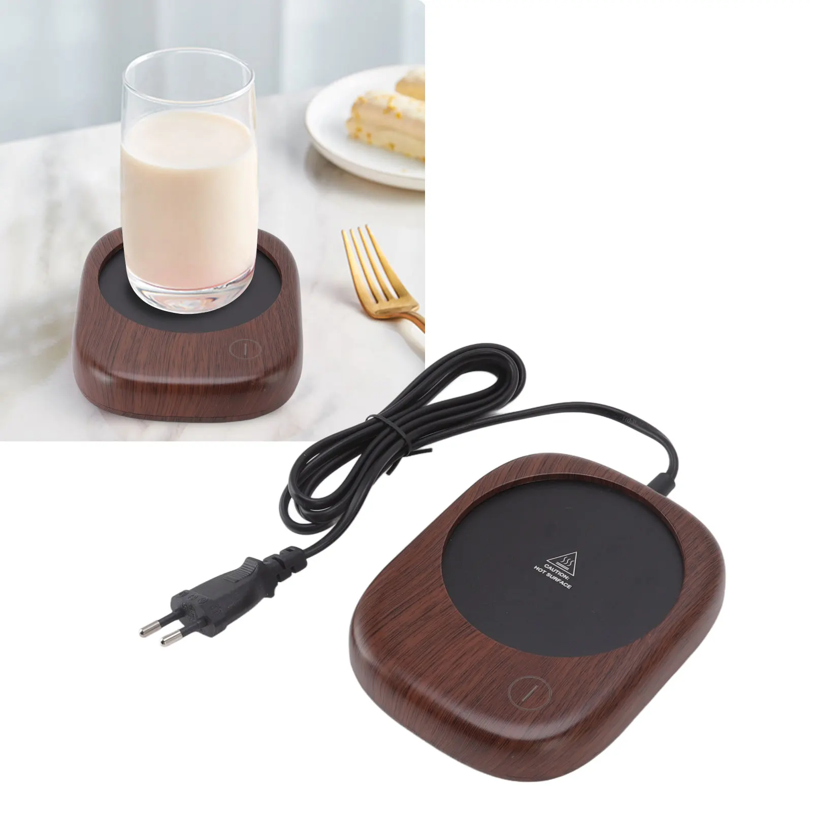 Calentador de tazas eléctrico, calentamiento rápido, automático, mantiene el calor, calentador de tazas de bebidas de grano de madera