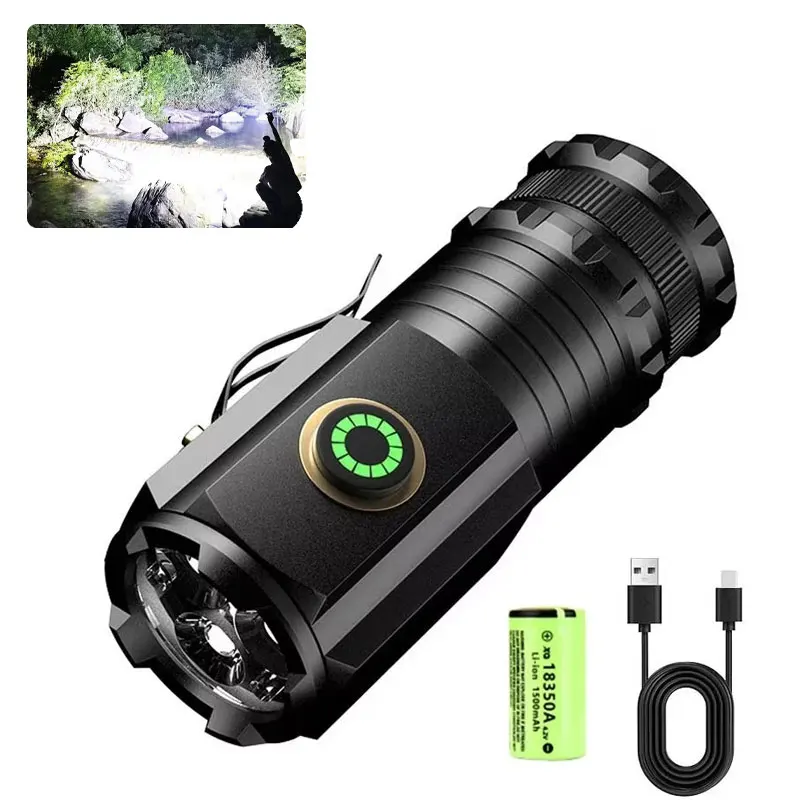Linternas de mano de bolsillo recargables con Clip para bolígrafo, Mini linterna LED portátil de emergencia, luz de Flash impermeable para senderismo y Camping