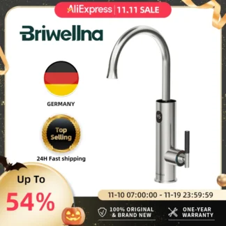 Briwellna grifo de calefacción de agua sin tanque 220V grifo de cocina eléctrico 2 en 1 pantalla Digital calentador de agua caliente grifo que fluye