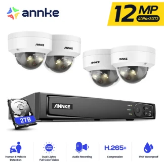 ANNKE H1200 12MP sistema de cámaras de vigilancia en exterior de doble luz detección de personas/vehículos cámara PoE Kits de seguridad de vídeo CCTV