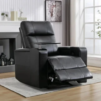 EBELLO-sillón reclinable eléctrico para sala de estar, asientos de cine en casa, silla reclinable de cuero, muebles de sofá con portavasos, puertos USB