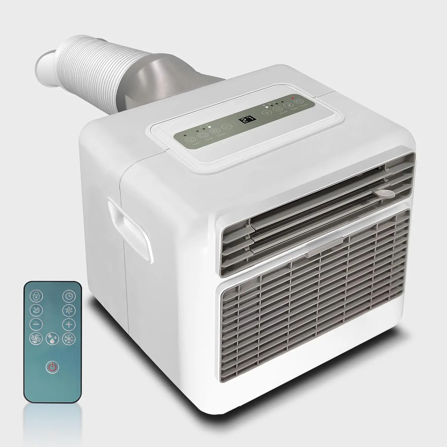 Aire acondicionado portátil para acampar, 3300BTU, unidad de CA de 436W de enfriamiento rápido hasta 60 ° F, tienda de campaña, 3 modos de enfriamiento, temporizador de 24 horas (gris)