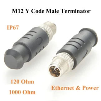 Terminador macho IP67 M12 Y Code de 8 pines, resistencia de terminación de microcambiar de 120/1000 Ohm para Ethernet y energía Industrial, PROFINET