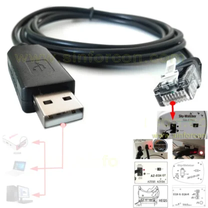 Skywatcher EQMOD Cable AZ EQ6R Pro HEQ5 EQ6GT HEQ5pro Asiair Goto Cable de Control USB UART a RJ45 Cable de guía automática