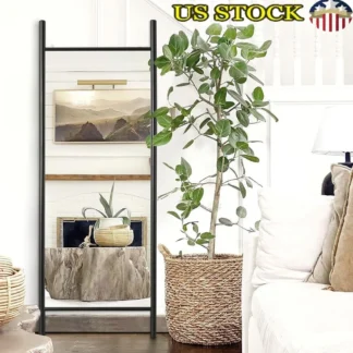 Espejo de longitud completa con diseño de escalera de madera, 65x22 pulgadas, espejo de tocador independiente montado en la pared, decoración del hogar para dormitorio y sala de estar