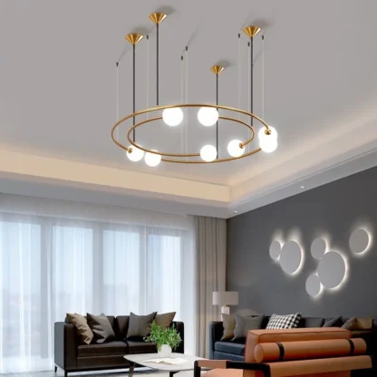 2025 Arte minimalista nórdico candelabro de cristal Circular estudio moderno dormitorio sala de estar comedor luces colgantes luz decorativa