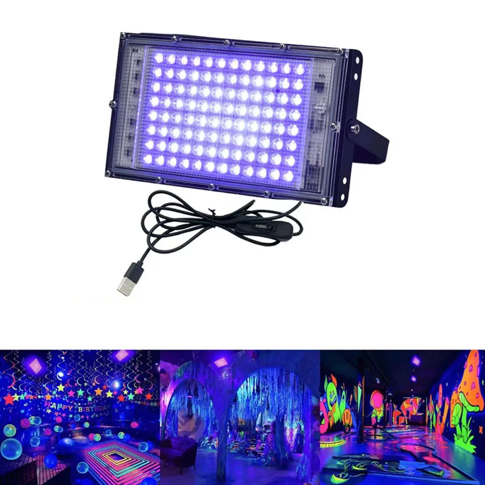 Reflector Led UV 5V USB lámpara de escenario ultravioleta 10W LED luz negra de escenario impermeable Fiesta Disco retroiluminación de escenario