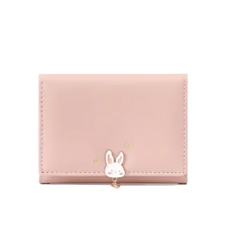 Cartera corta fresca de estilo coreano para mujer, monedero triple con conejo bonito para estudiante, venta al por mayor de cuero