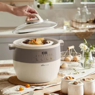 Olla eléctrica para estofado, olla para estofado eléctrica para el hogar, totalmente automática, de gran capacidad, artefacto para cocinar gachas, olla para estofado de sopa