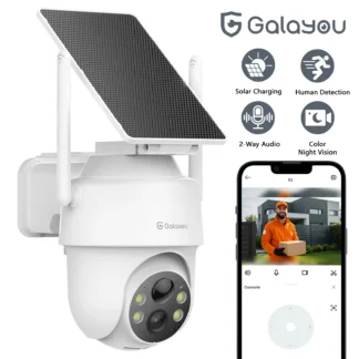 Galayou 2K HD 3MP cámara Solar inalámbrica WiFi al aire libre cámara IP PTZ batería integrada cámara de videovigilancia detección humana