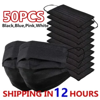 Máscaras Máscara de 3 capas Máscaras faciales Paño soplado derretido Máscaras protectoras antipolvo desechables Earloops Mascarilla bucal Mascarillas negras