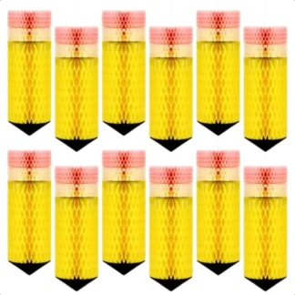 Decoraciones de regreso a la escuela, panal colgante, 12 Uds., lápiz de papel tisú, decoraciones para el aula, bienvenida, Par de techo de regreso a la escuela