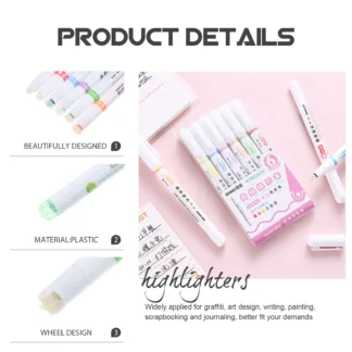 Juego de rotuladores resaltadores curvos coloridos, rotuladores para tomar notas, diarios, diseño artístico, papelería, 6 uds.