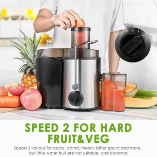 Máquinas exprimidoras, Control de 3 velocidades, exprimidor de frutas y verduras enteras, Extractor de exprimidor centrífugo de potencia máxima 400W, cepillo de limpieza
