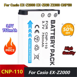 Baterías de cámara de 3,7 V 750 mAh para batería Casio CNP-110 EX - Z2000 EX - ZR10 Z2300 CNP110 batería digital